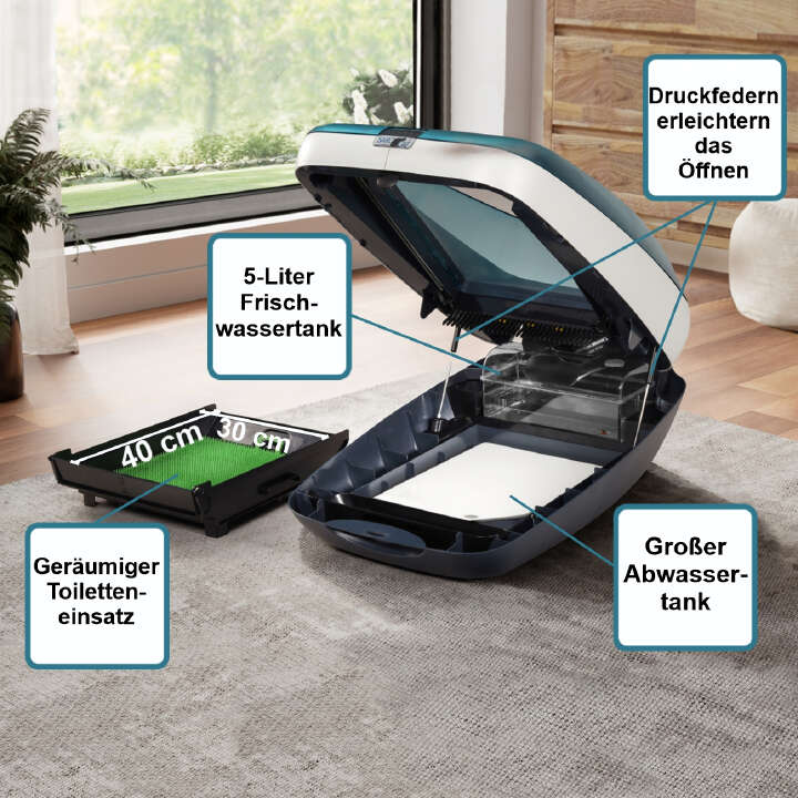 Rohrschneider Katzentoilette, selbst reinigend mit Wasserspülung